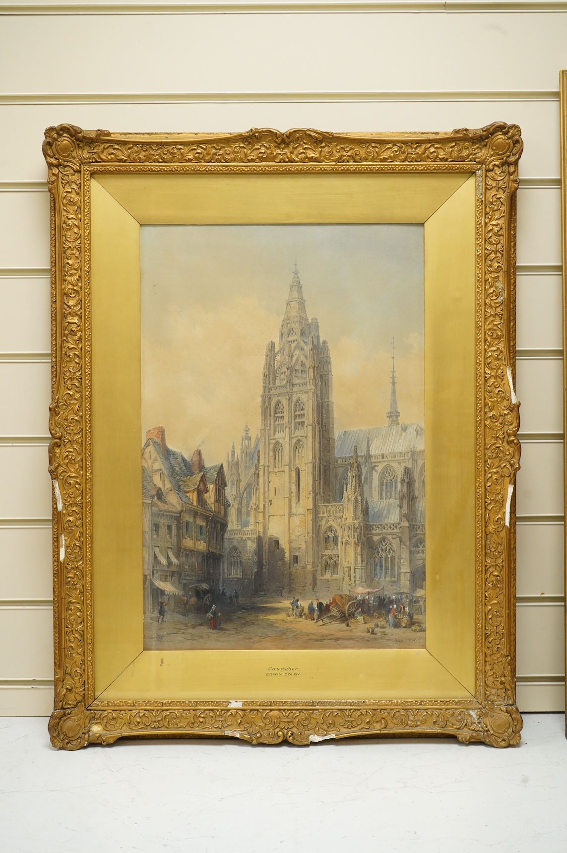 Edwin Thomas Dolby (1824-1902), ‘Caudebec on the Seine’, signed and dated 1863 lower right, The Boydell Galleries label verso, 49 x 32cm